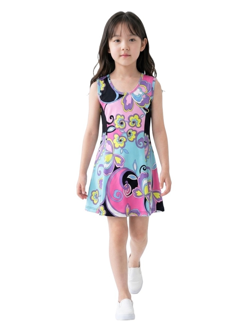 Social Butterfly fit and flare tank dress toddler girl